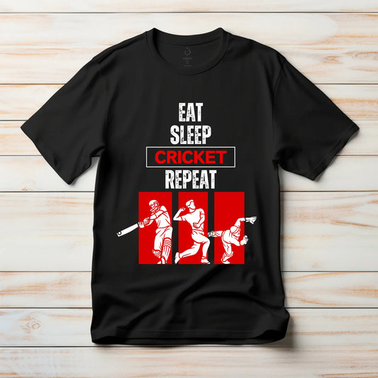 Eat Sleep Cricket Repeat T-Shirt – Men's Cricket Graphic Tee