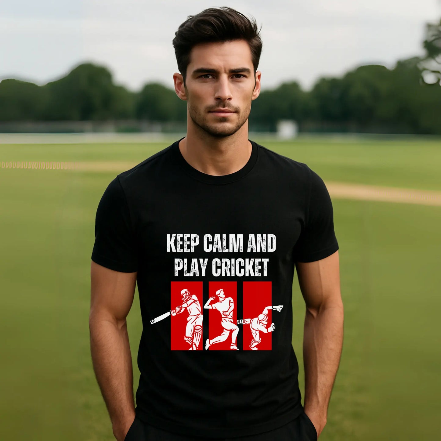 Keep Calm and Play Cricket | Graphic Sports T-Shirt
